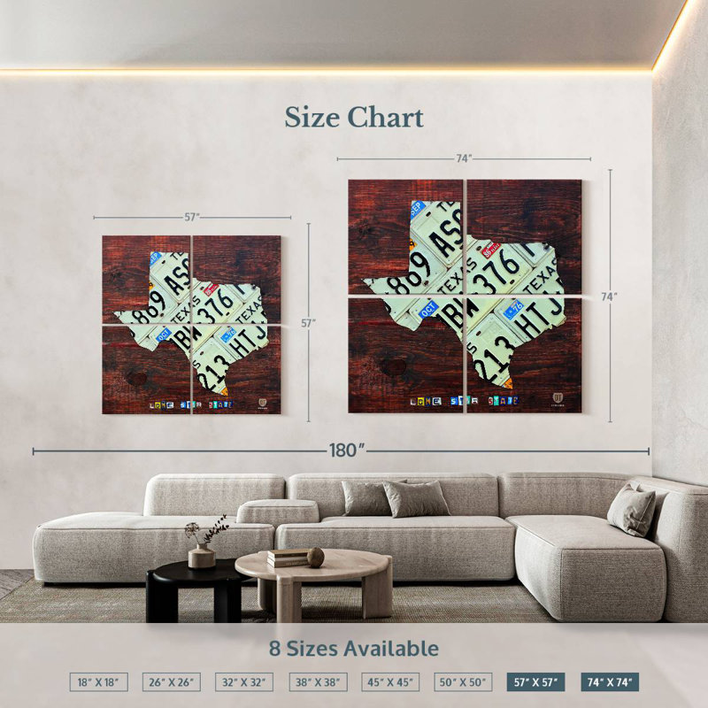 Plaque Alias Texas, H 74 po x l 74 po