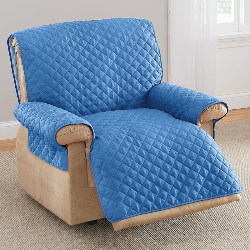 Housse pour fauteuil inclinable et réversible, 100 % polyester bleu foncé