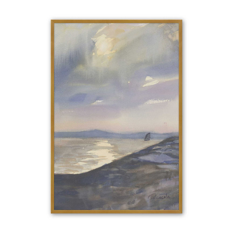 «Evening Sail» par Stephen Calcasola, reproduction d'art, Impression sur cadre ouvert sans papier mat, H 18 po x l 12 po