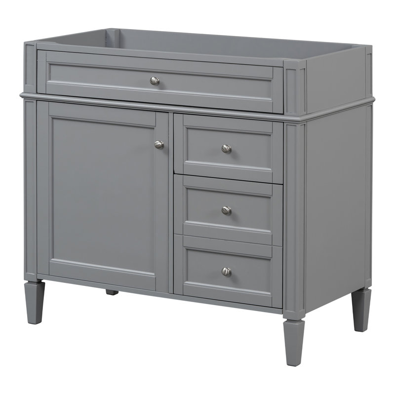 Meuble-lavabo de 36 po sans lavabo supérieur, armoire de rangement moderne avec 2 tiroirs et un tiroir rabattable, structure en bois massif