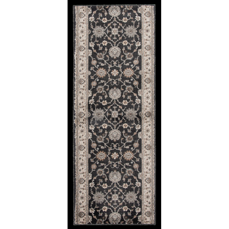 Moreno White Cap Greige Indoor Area Rug, Runner 2'2" x 16', Black/Greige