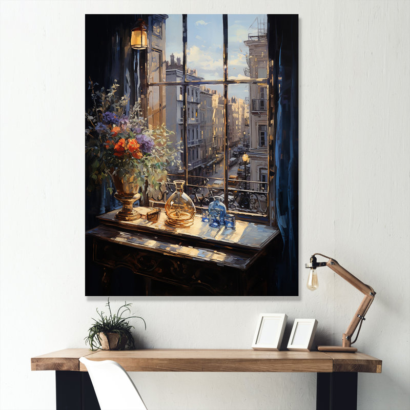 Art mural Nyc Floral Windows II - New York, Toile tendue, H 32 po x l 16 po x P 1 po