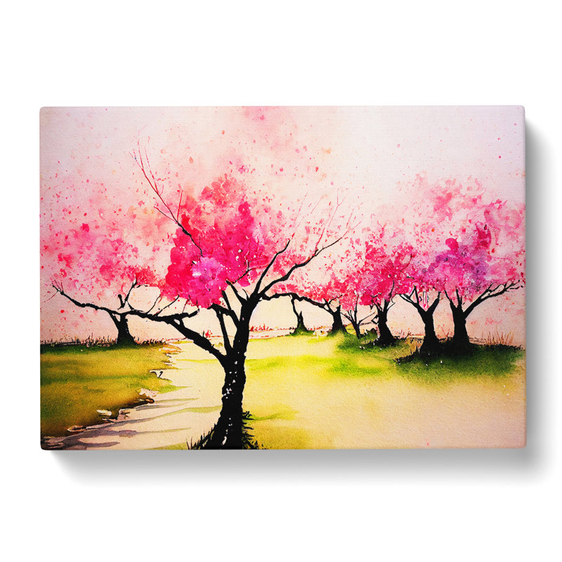 Delightful Cherry Blossom Trees - Wrapped Canvas, 40cm H x 60cm W x 3cm D