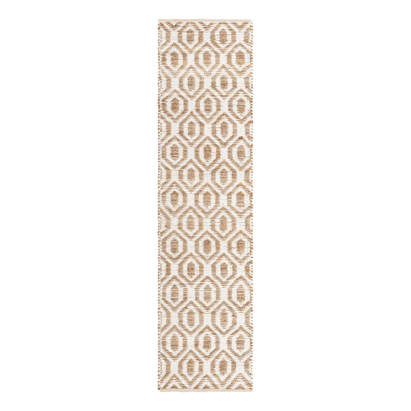 Tapis brun / beige en jute / sisal / coton tissé à plat à la main Medway, Tapis de couloir 2 pi 7 po x 10 pi