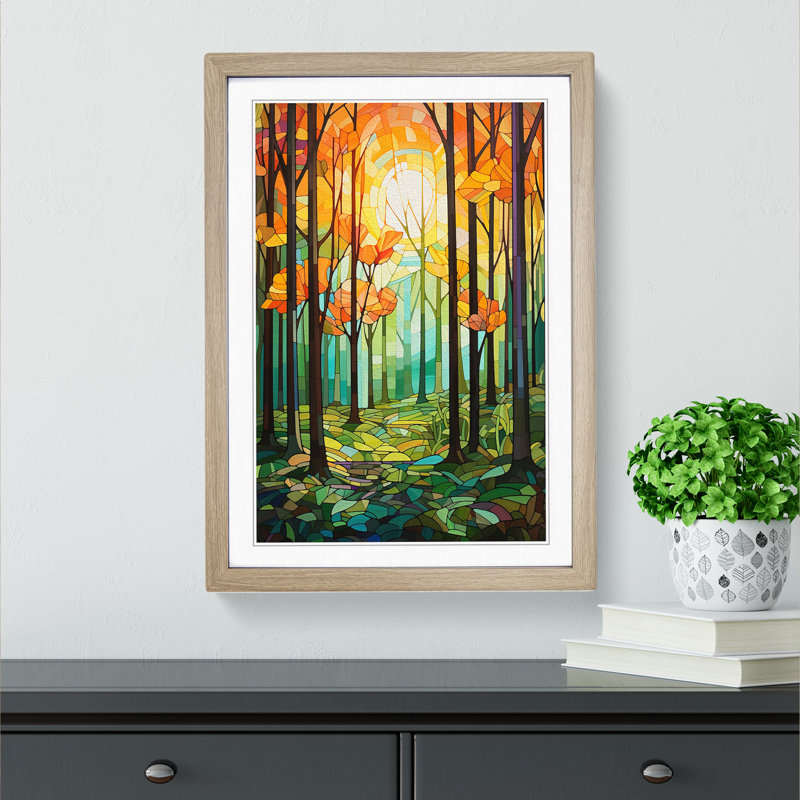 Spring Forest No.2 - Single Picture Frame Print on Wood, Oak Framed, 46cm H x 34cm W