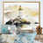 Toile avec cadre flottant or
