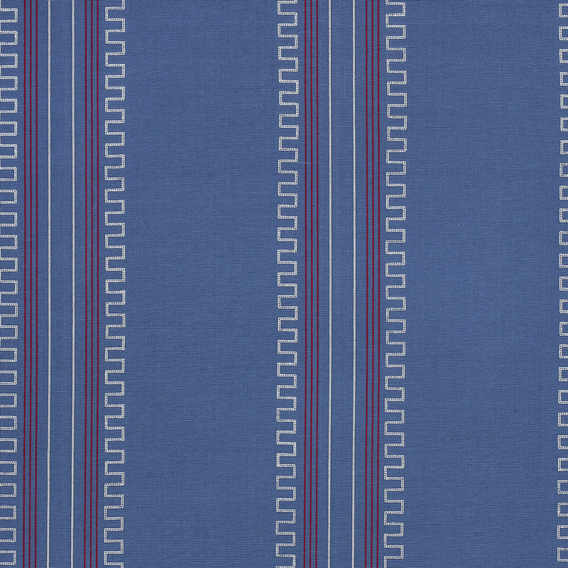 Schumacher x Mary McDonald Greco Stripe Fabric, Navy