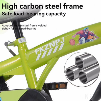 Vélo sportif pour enfants de 18 pouces avec roues d'entraînement et selle réglable pour les garçons et les filles de 5 à 10 ans, hauteur 45 à 57 pouces, disponible dans une variété de couleurs