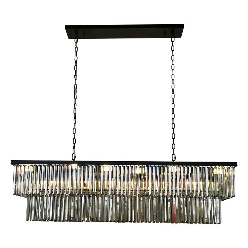 Lustre 20 lumières en cristal transparent D’angelo, Noir, Fumée