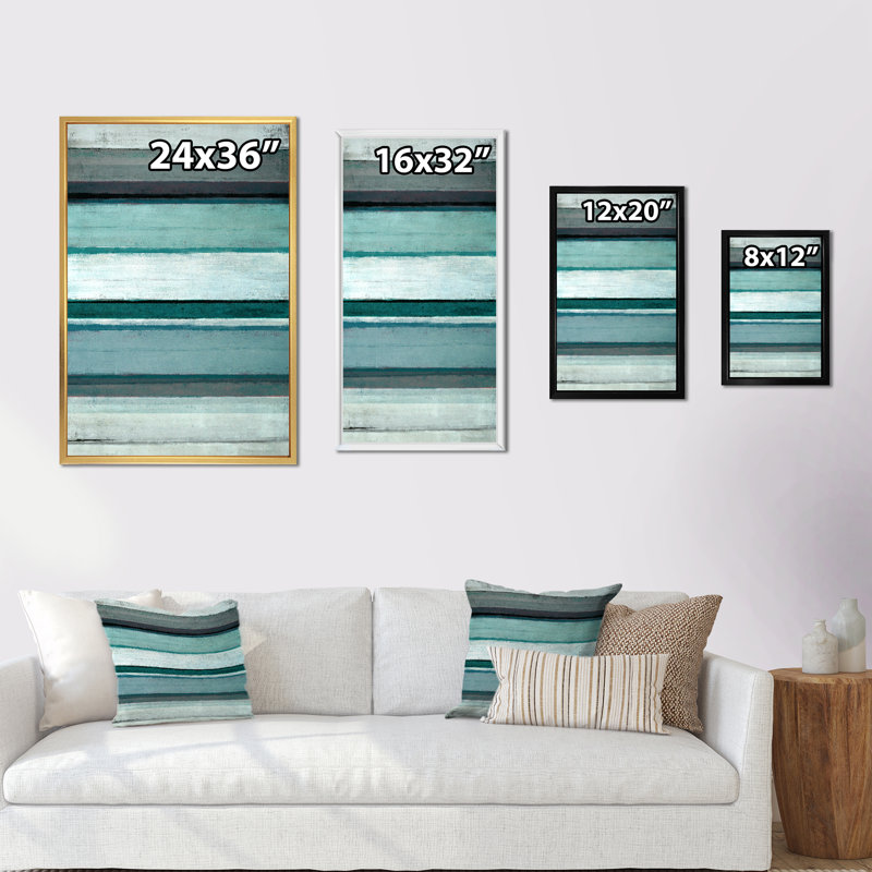 Art moderne gris et bleu II 2FL47724, Cadre doré, H 32 po x l 16 po x P 1 po