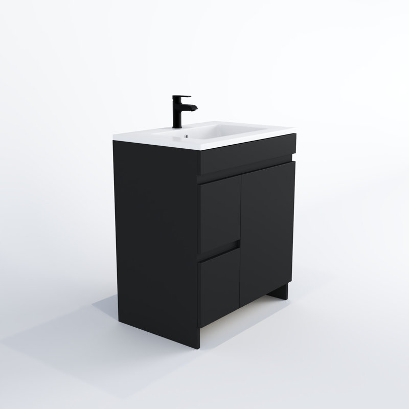 Waelyn 30'' Single Bathroom Vanity with Acrylic Top, Matte Black