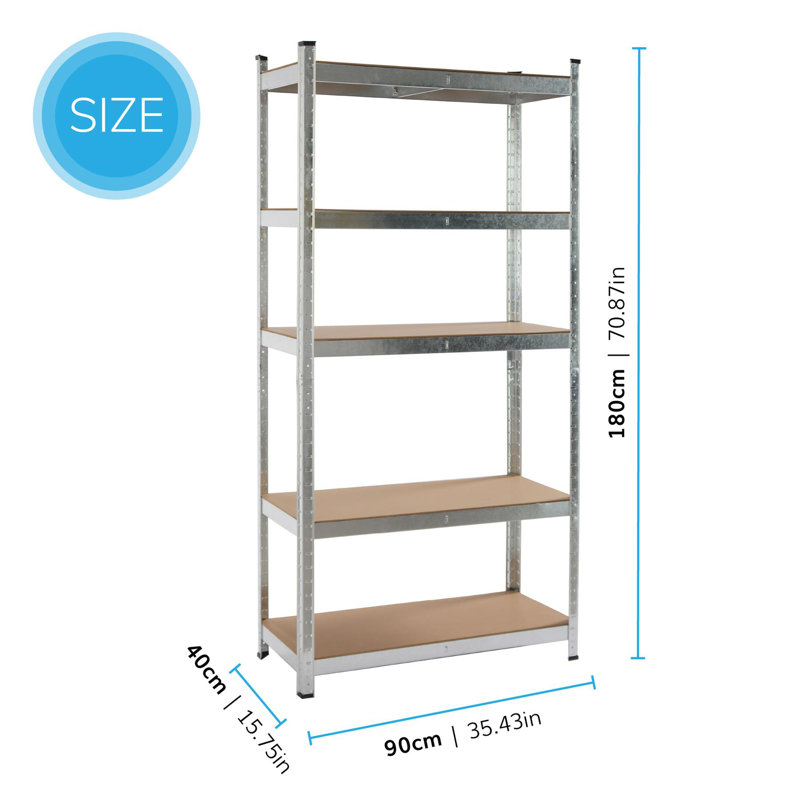 5 Tier Metal Shelving Adjustable Unit 180 H, Galvanised