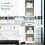 Grande armoire à linge haute - Rangement de salle de bain avec tablette ouverte, tiroir, portes encastrées et tablettes réglables en blanc