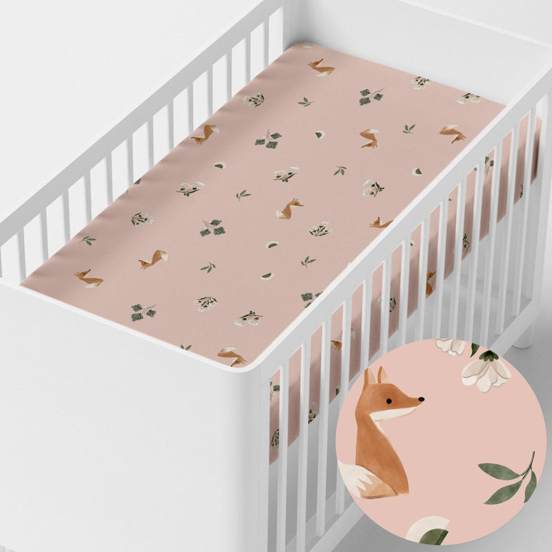 Ildiko Floral 100% Cotton - Piece Standard Cot Fitted Sheet, 60cm W x 120cm L