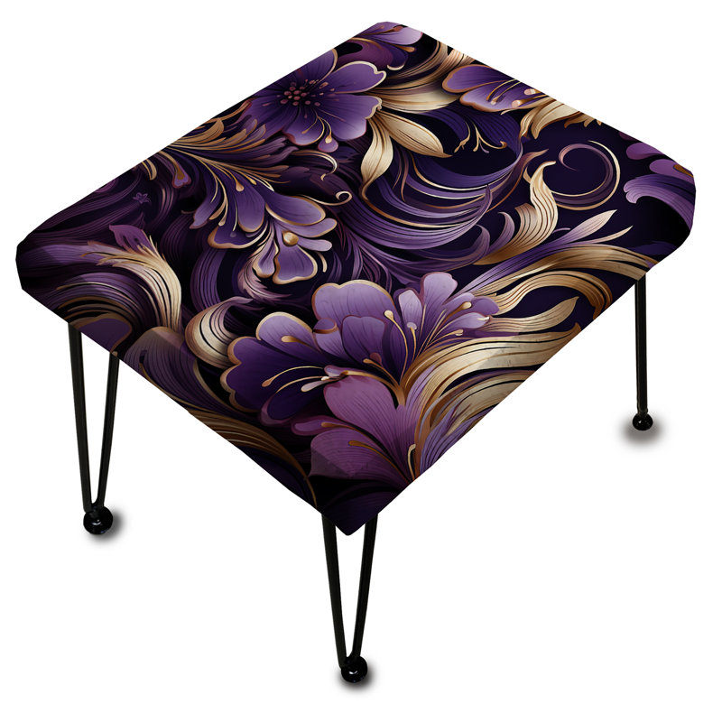 Repose-pieds rectangulaire en marbre glamour doré et mauve glamour