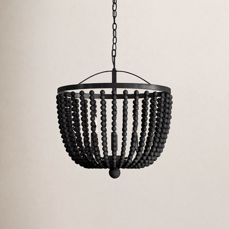 Conway 4 - Light Unique Empire Chandelier with Beaded Accents, Matte Black