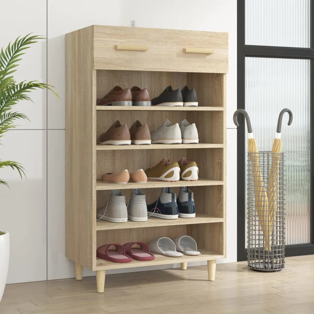 Latitude Run Shoe Cabinet Brown Oak 60X35x105 Cm Engineered Wood