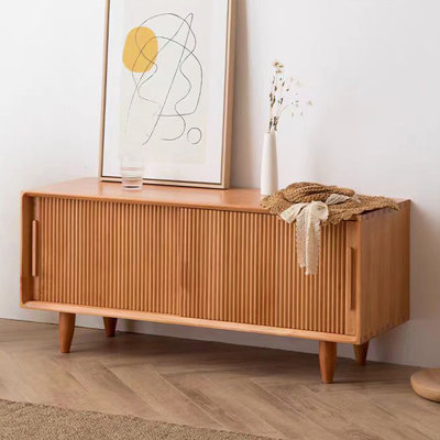 Modern Wood Entryway Long Storage Bench