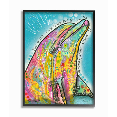 «live once artful arc-en-ciel splatter dolphin’par dean russo, impression