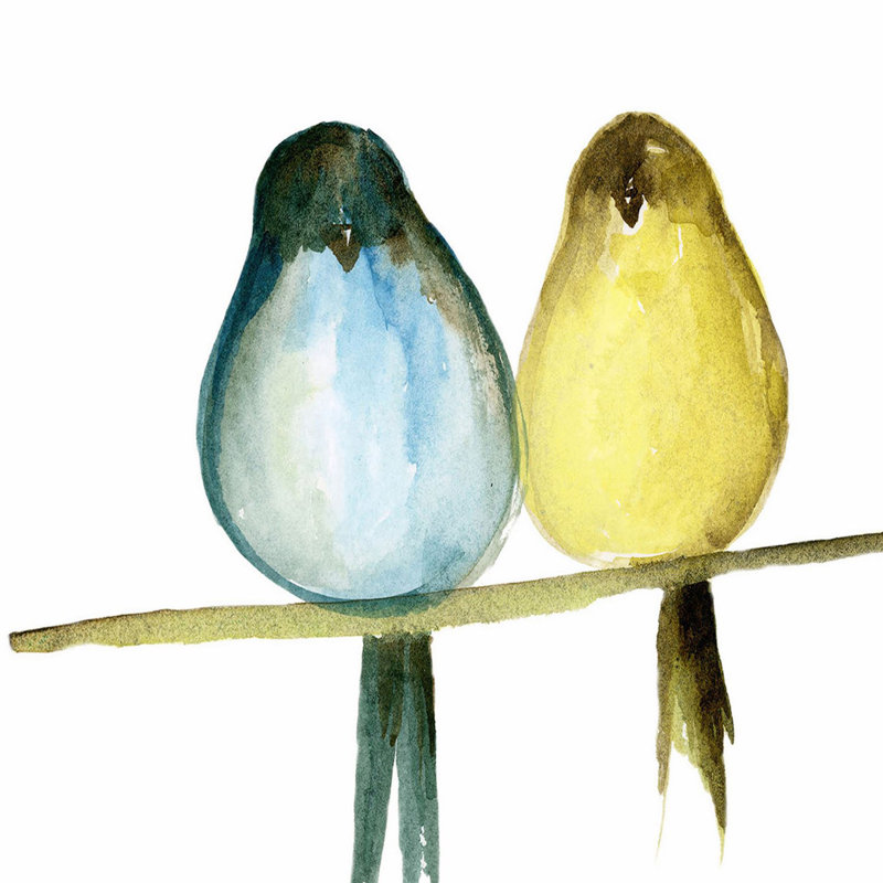 «Lovebirds» par Lindsay Megahed, reproduction d'art sur papier, H 12 po x l 12 po x P 1,5 po