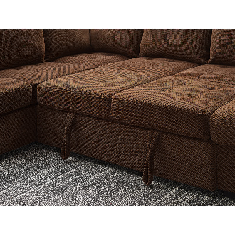 Canapé modulaire surdimensionné de 123 po en forme de U avec méridienne de rangement et 4 coussins décoratifs pour le salon