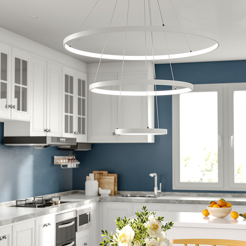 3 - Light White LED Unique/Statement Pendant, 100cm H x 60cm W x 60cm D