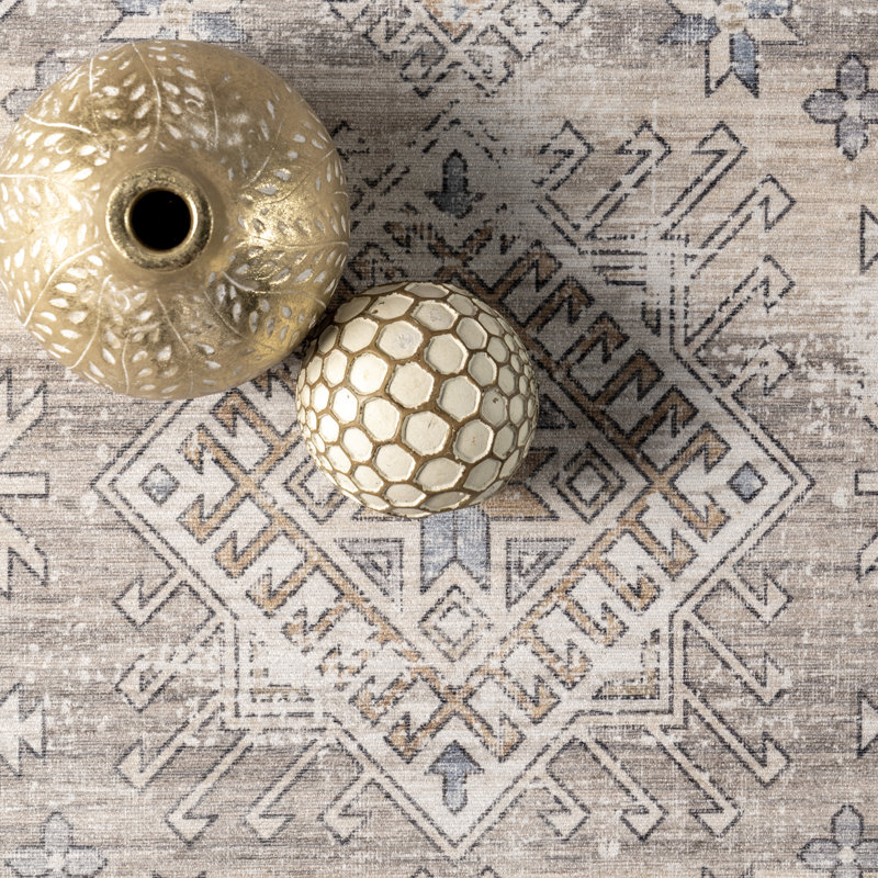 Darby Medallion Spill Proof Machine Washable Area Rug for Living Room Bedroom Dining Room, Beige/Ivory, Runner 2'6" x 8'