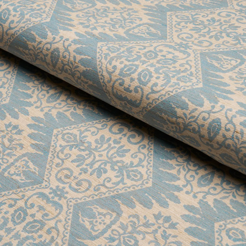 Berkeley Hand Printed Silk Fabric, Blue