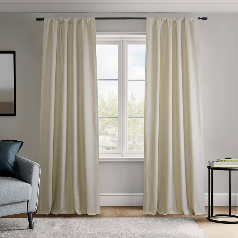 Raidah Vienna Basic Solid Curtains (2 Panel) Blackout Curtains For Bedroom & Living Room Curtains, Beige, 50" W x 84" L