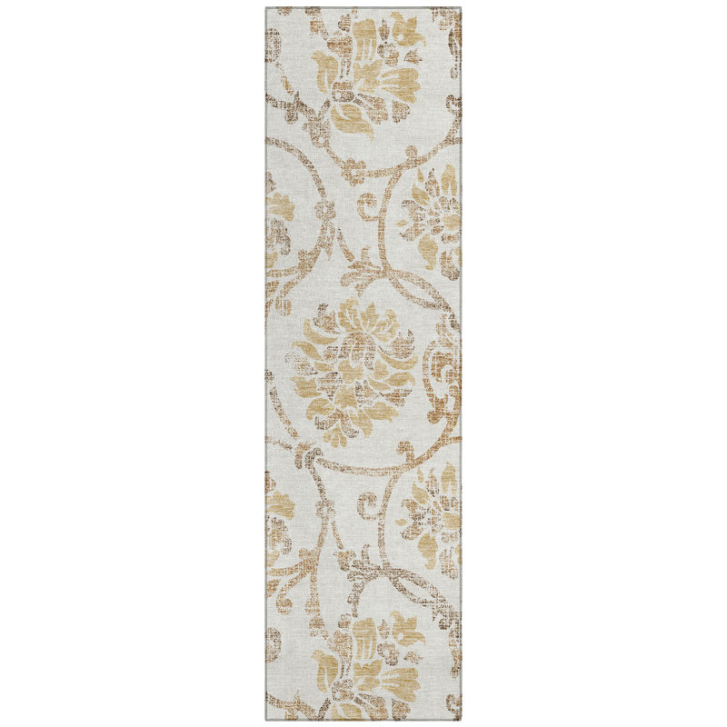 Sokaina Washable Floral Indoor / Outdoor Rug, Runner 2'3" x 7'6"