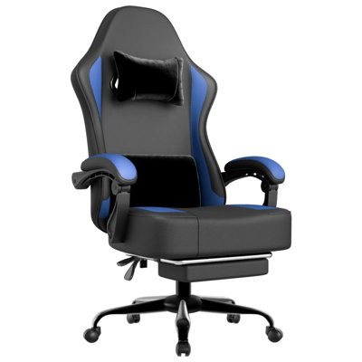 Ergonomic Gaming Chair With Pocket Spring Cushion, Adjustable Footrest, Headrest & Lumbar Support – Breathable Pu Leather Office Desk Chair For Adults, 350lb Capacity