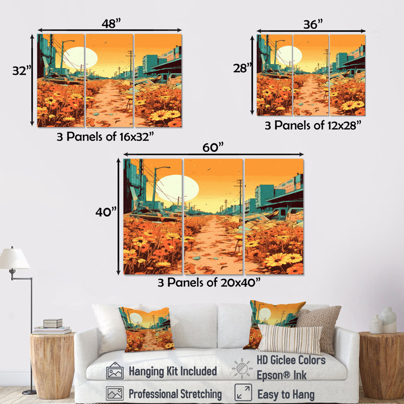 Ensemble de salon Gribble - City Buildings Wall Art, Toile tendue, H 40 po x l 60 po x P 1 po