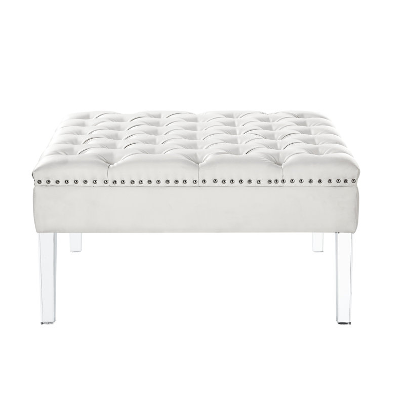 Repose-pieds cocktail 35 po, Similicuir blanc brillant