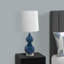 Éclairage, H 24 po, verre bleu, abat-jour ivoire / crème, contemporain-39480107