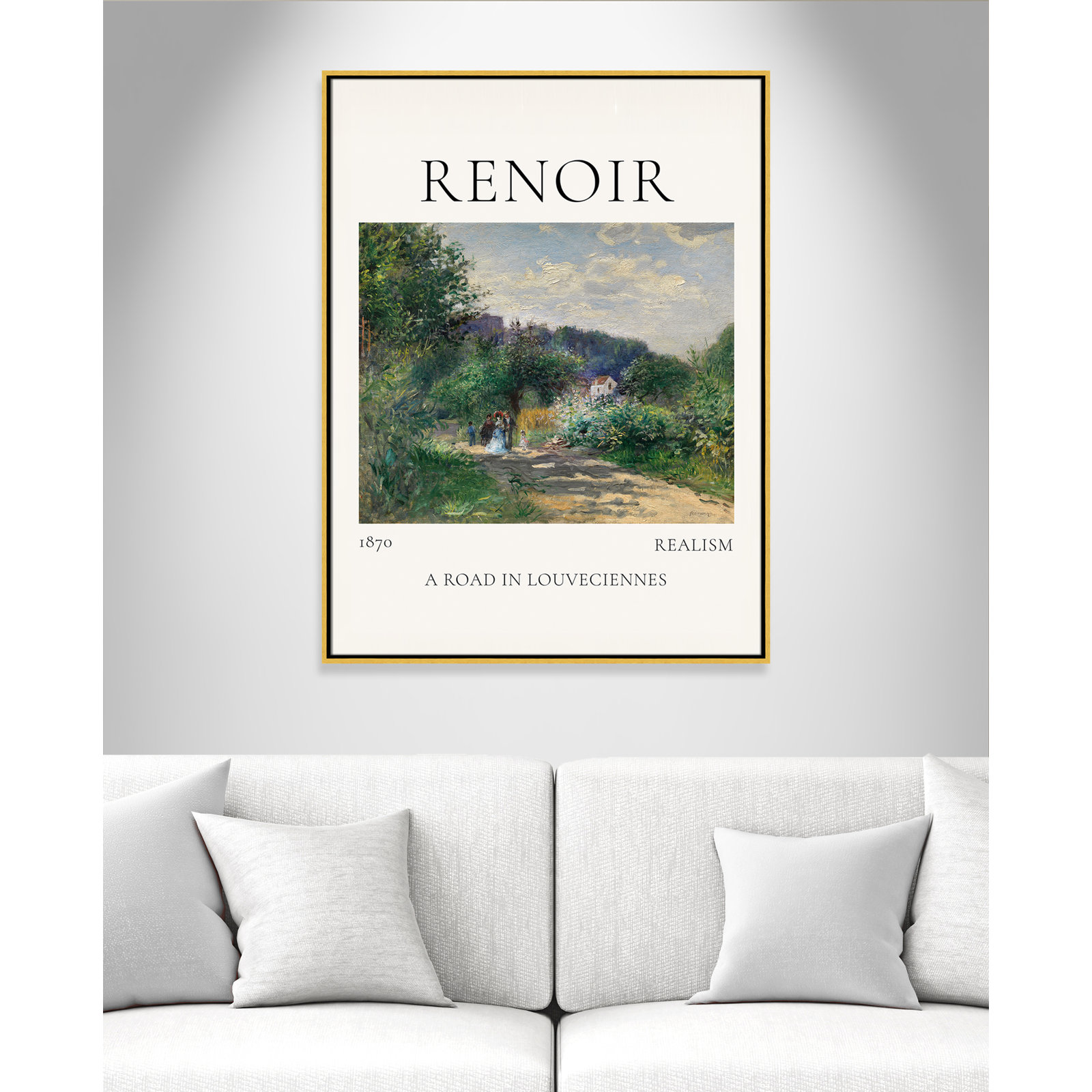 Old Masters Collection "A Road in Louveciennes" Print, Gold Floater Frame, No, 41.5" H x 31.5" W x 2" D