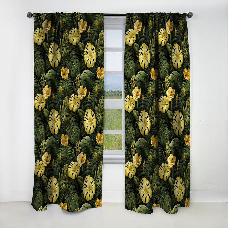 Monstera - motif tropical magique I - Rideau floral - Rideau occultant floral - 1 panneau, L 52 po x L 108 po