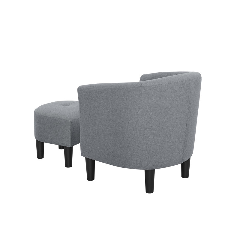 Fauteuil demi-tonneau en polyester et repose-pieds de 25,5 po de large Moss