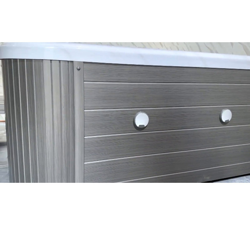 Gray Acrylic 6-Person Square Hot Tub with Ozonator