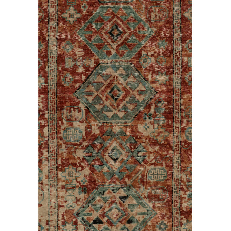 Rug & Kilim’S Distressed Rug In Rust, Beige And Teal Tribal Medallions, Rectangle 5' x 8'