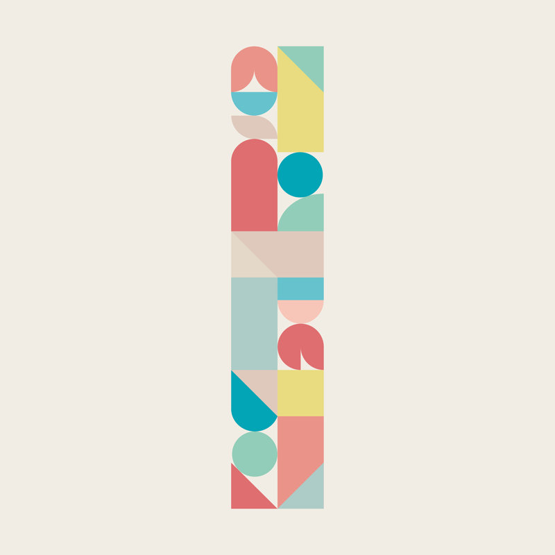 «Geometric Balance II» par Color Poems - impression, H 20 po x l 20 po, Non, Cadre flottant érable
