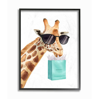 « glam mode giraffe animal blue » par ziwei li, reproduction d’art