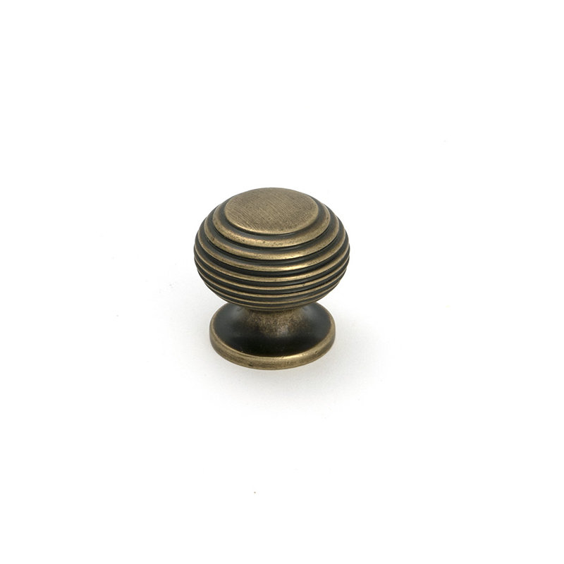 Beehive Cabinet Knob, Burnished Brass, 1.18" Knob Diameter