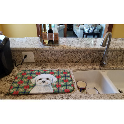 Tapis de séchage Bichon Frise Christmas PoinsettIas