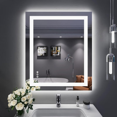 Miroir à DEL pour salle de bain avec éclairage avant et rétroéclairé