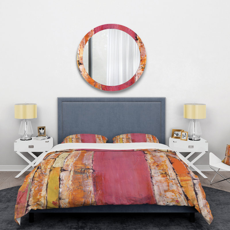 Glamour Composition of Red and Gold - Ensemble de housse de couette moderne Mid-Century - Microfibre de polyester