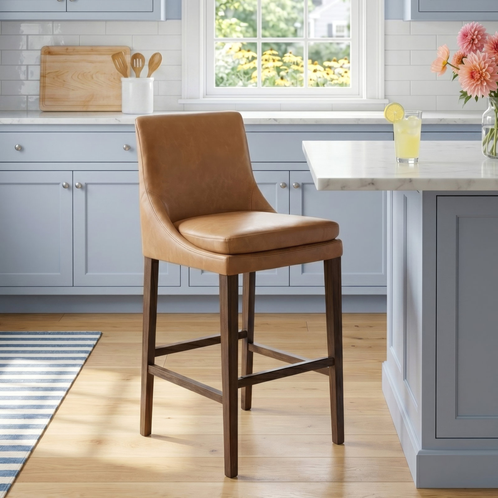Niara Bar and Counter Stool, Counter Stool (26” Seat Height), Copley Slate Faux Leather
