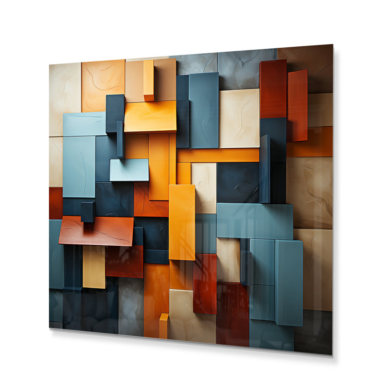 - Collages abstraits, impression murale en métal, H 36 po x l 36 po