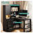 L-Shaped Computer Desk with Built-In Charging Station, Drawers, and Bookshelf, Black
