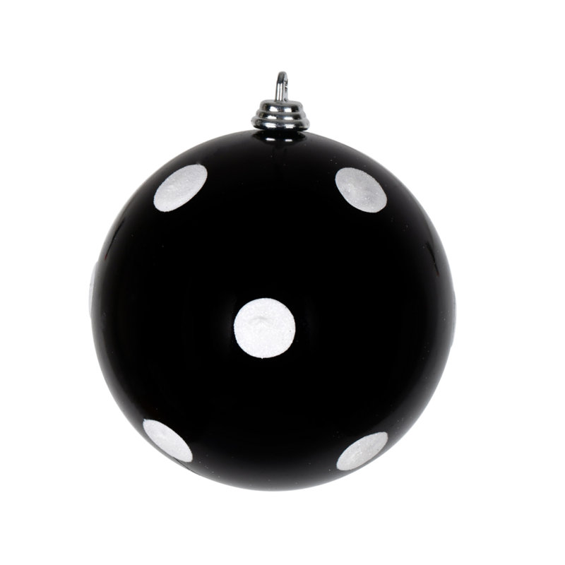 Ornement boule de bonbon avec pois scintillants, Noir, H 8 po x l 8 po x P 8 po