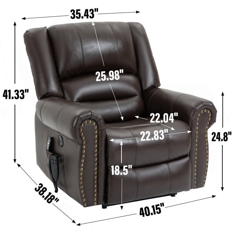 Power Lift Recliner Chair Heat Massage Dual Motor Infinite Position Up To 350 LBS, Heavy Duty Motion Mechanism With USB Ports
